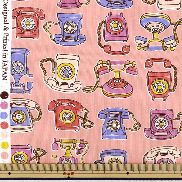 [Quantity from 5] Fabric "Sheeting Retro Graffiti Black Telephone Pink AP65904-2B”