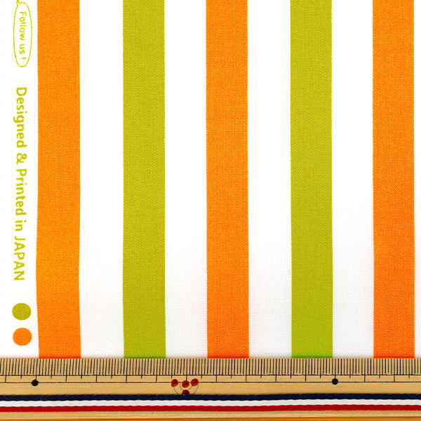 [Anzahl ab 5] Stoff "„Broad Funny Stripe Orange x Gelbgrün SP6400-D“