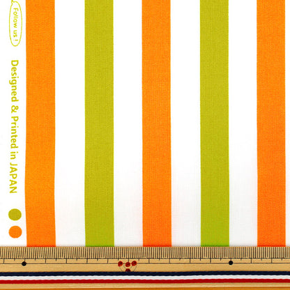 [Anzahl ab 5] Stoff "„Broad Funny Stripe Orange x Gelbgrün SP6400-D“