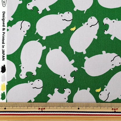 [Quantity from 5] Fabric "Oxford Gyugyu Animal Hippo Green SP6513-2D”