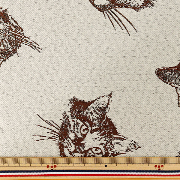 [Anzahl ab 5] Stoff "PolyesterJacquard „Katze Kinari x Brown AH9510-A“