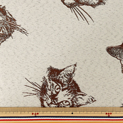 [Anzahl ab 5] Stoff "PolyesterJacquard „Katze Kinari x Brown AH9510-A“