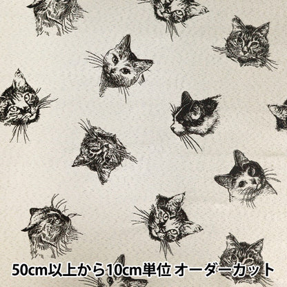 [Anzahl ab 5] Stoff "PolyesterJacquard „Katze Kinari x Schwarz AH9510-B“