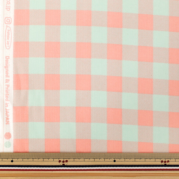 [Anzahl ab 5] Stoff "Kord „Candy Color Check Hellgrün x Rosa AP65801-2B“