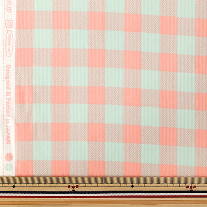 [Anzahl ab 5] Stoff "Kord „Candy Color Check Hellgrün x Rosa AP65801-2B“
