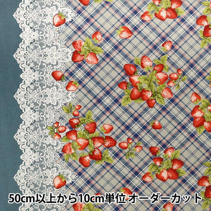 [Quantity from 5] Fabric "Sheeting UN/NO Very Berry Tartan Check x Lace Border Saxophone NN2343-B”