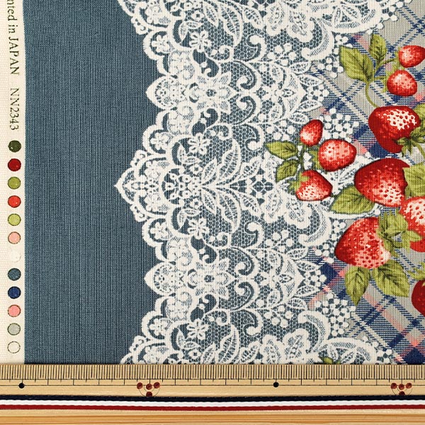 [Quantity from 5] Fabric "Sheeting UN/NO Very Berry Tartan Check x Lace Border Saxophone NN2343-B”