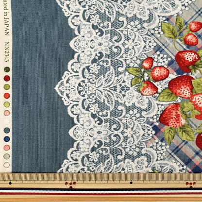 [Quantity from 5] Fabric "Sheeting UN/NO Very Berry Tartan Check x Lace Border Saxophone NN2343-B”