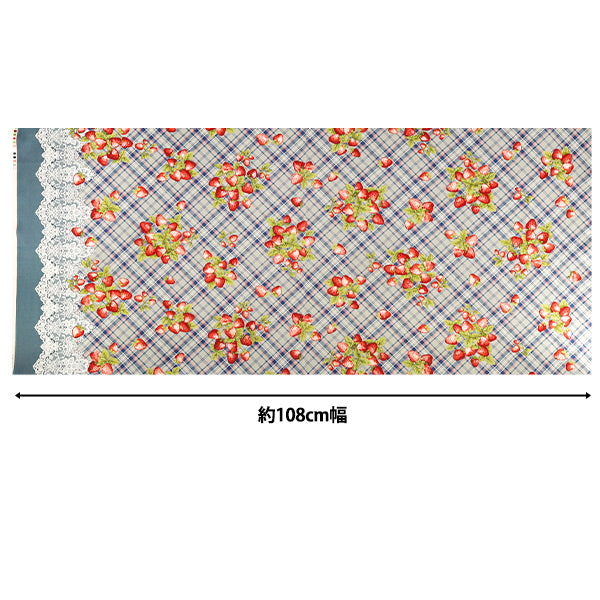 [Quantity from 5] Fabric "Sheeting UN/NO Very Berry Tartan Check x Lace Border Saxophone NN2343-B”
