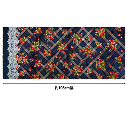 [Quantité à partir de 5] Tissu "siège UN/NO Very Berry Tartan Check x Lace Border Bleu NN2343-E »
