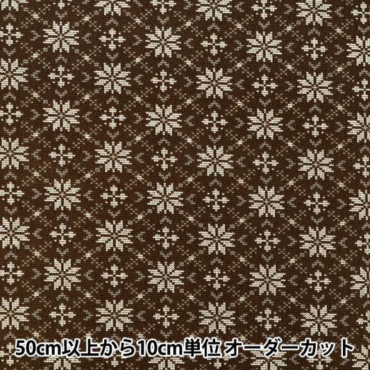 [Ab Menge 5] Stoff "leinwandbindungBrushed Snowy Nordic Snowflake Brown AP65201-1C''
