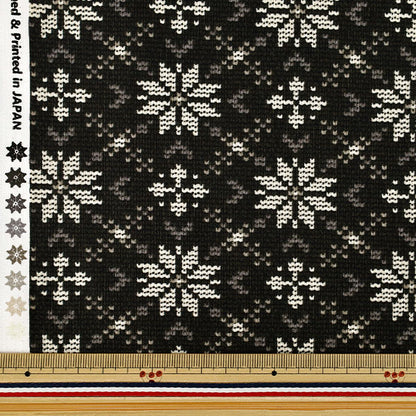 [Dalla quantità 5] Tessuto "fogliBrushed Snowy Nordic Snowflake Black AP65201-1E''