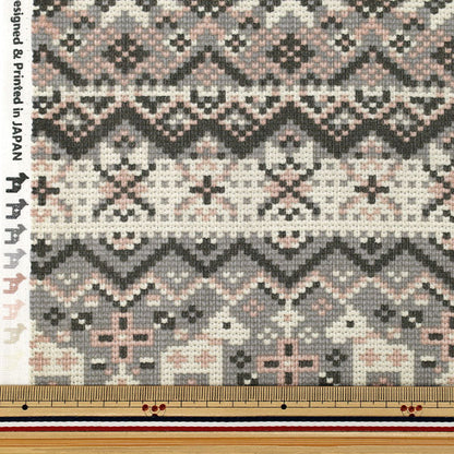 [À partir de la quantité 5] Tissu "siègeGris géométrique nordique enneigé brossé AP65201-2B''
