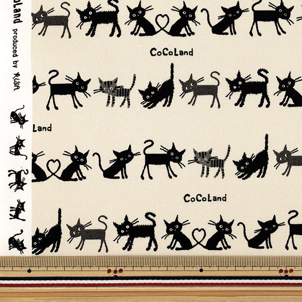 [À partir de la quantité 5] Tissu "Oxford Motif Chat Cocoland petit Kinari AP1090-1A"