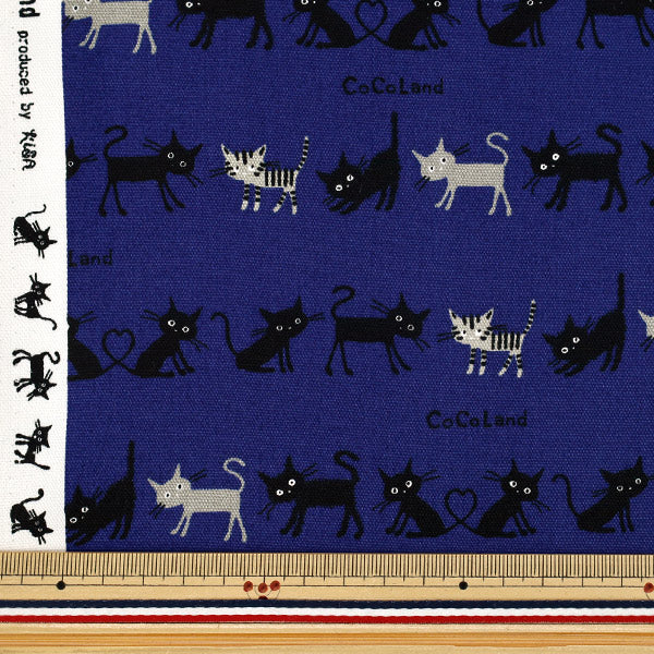 [Quantité à partir de 5] Tissu "Oxford Motif Chat Cocoland petit bleu AP1090-1C"