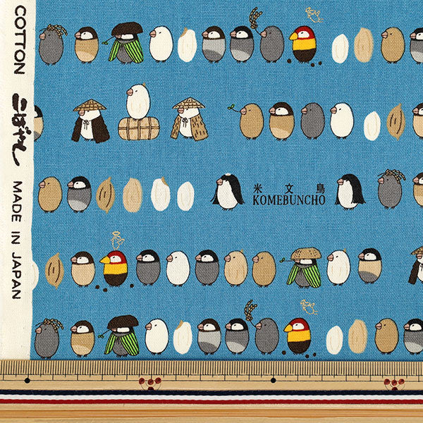 [De cantidad 5] Tela "Lona de algodón Gorrión americano azul KTS7206-C" COTTON KOBAYASHI