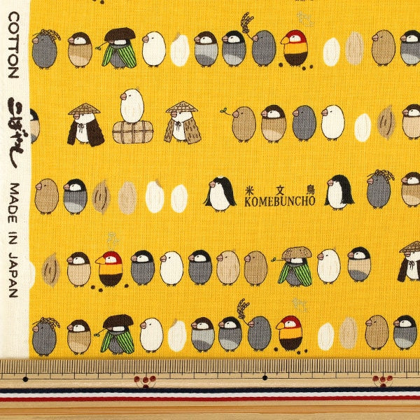 [Menge ab 5] Stoff "Baumwoll-Canvas American Sparrow Yellow KTS7206-D" COTTON KOBAYASHI
