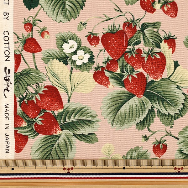 【수량 5부터】 천・원단 "능직 딸기 파라다이스 핑크 KTS7222-C" COTTON KOBAYASHI