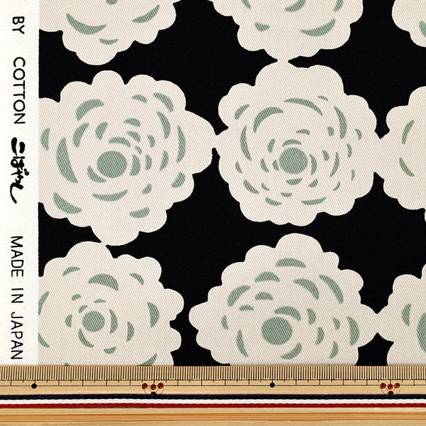 [From quantity 5] Fabric "Twill Blooming rose Black x Light beige UP9026-E" COTTON KOBAYASHI