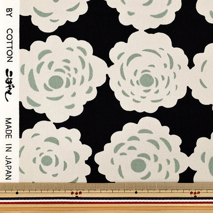[From quantity 5] Fabric "Twill Blooming rose Black x Light beige UP9026-E" COTTON KOBAYASHI