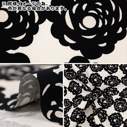 [From quantity 5] Fabric "Twill Blooming rose Black x Light beige UP9026-E" COTTON KOBAYASHI