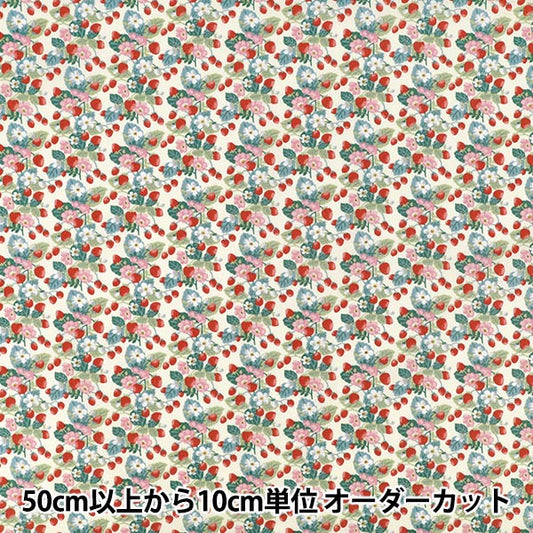 【수량 5부터】 천・원단 "브로드 할당 딸기 크림 KTS7203-A" COTTON KOBAYASHI