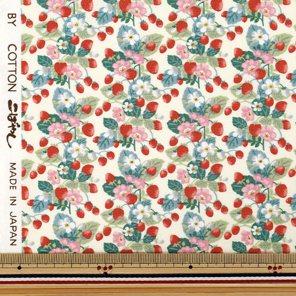 [Dalla quantità 5] Tessuto "Broad Assigned Crema di fragole KTS7203-A" COTTON KOBAYASHI