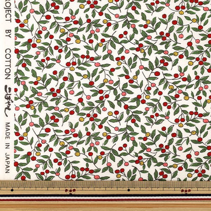 [Dalla quantità 5] Tessuto "Broad Noci piccole Avorio x Rosso KTS7235-A" COTTON KOBAYASHI