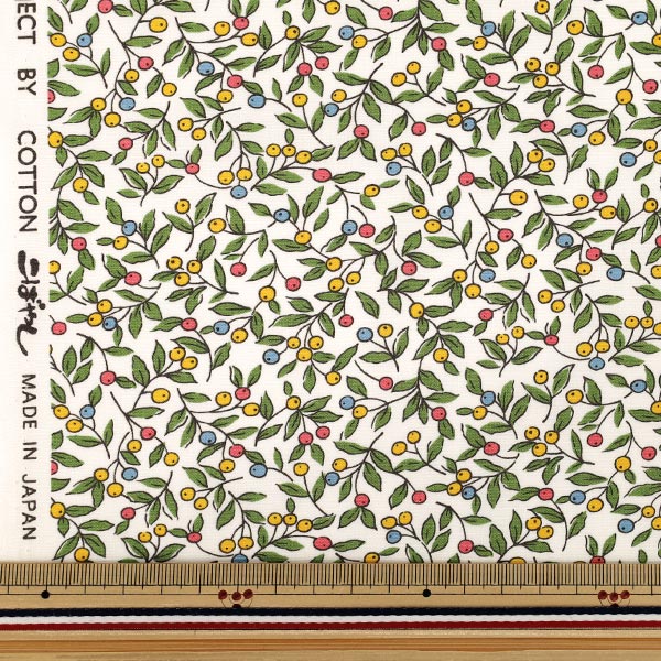 [From Quantity 5] Fabric "Broad Small Nut Ivory x Yellow KTS7235-C" COTTON KOBAYASHI