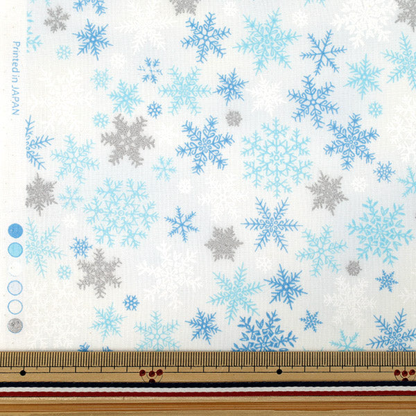 [Quantité à partir de 5] Tissu "tissu à armure toile Grand flocon de neige de Noël blanc DX10363S-A”