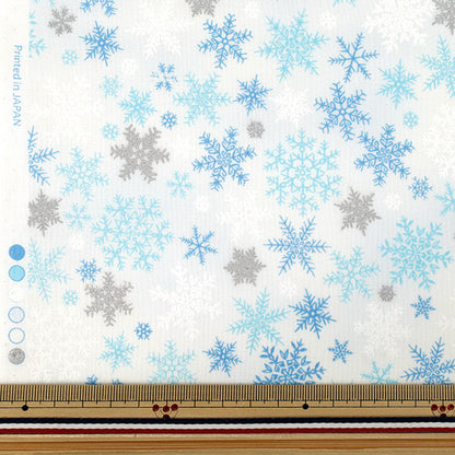 [Quantité à partir de 5] Tissu "tissu à armure toile Grand flocon de neige de Noël blanc DX10363S-A”