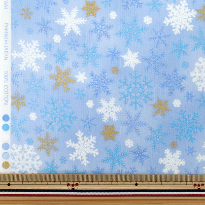 【数量5から】 生地 『スケア クリスマス 雪の結晶大柄 水色 DX10363S-C』