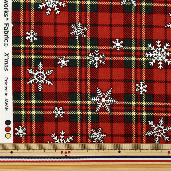 [Quantité à partir de 5] Tissu "tissu à armure toile Chèque de Noël Rouge Cristal XC10752S-A”