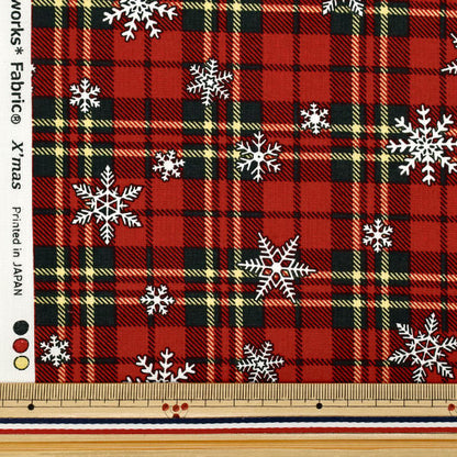 [Quantité à partir de 5] Tissu "tissu à armure toile Chèque de Noël Rouge Cristal XC10752S-A”