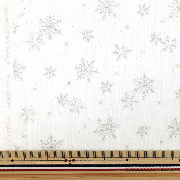 [Quantity from 5] Fabric "Scare Print Christmas Glitter Snowflake White DX11840S-B”