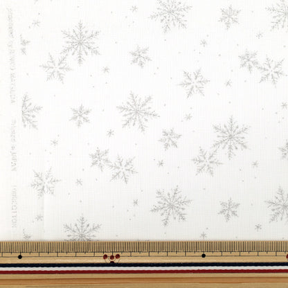 [Quantity from 5] Fabric "Scare Print Christmas Glitter Snowflake White DX11840S-B”