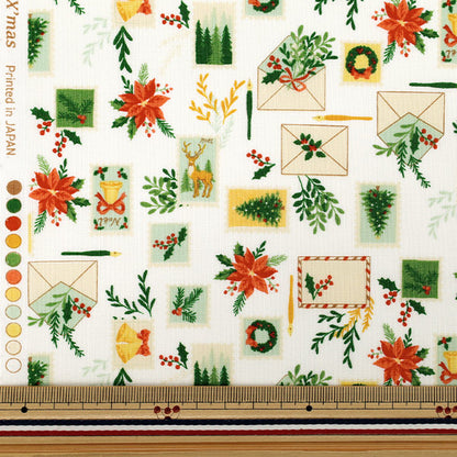 [Quantity from 5] Fabric "Scare Print Christmas Christmas Letter White XC10753S-A”