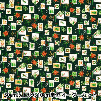 【数量5から】 生地 『スケア クリスマス クリスマスレター グリーン XC10753S-C』