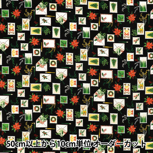 [数量5起] 织物 "平纹机织物 圣诞圣诞字母黑色XC10753S-D”