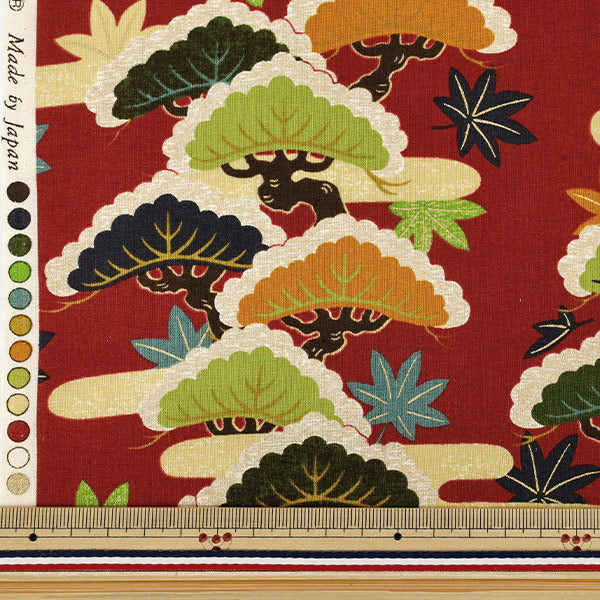 [From quantity 5] Fabric "Scare PrintFlower and gold Japanese pattern Nobori pine red B850630Z-1-2''