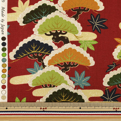 [From quantity 5] Fabric "Scare PrintFlower and gold Japanese pattern Nobori pine red B850630Z-1-2''