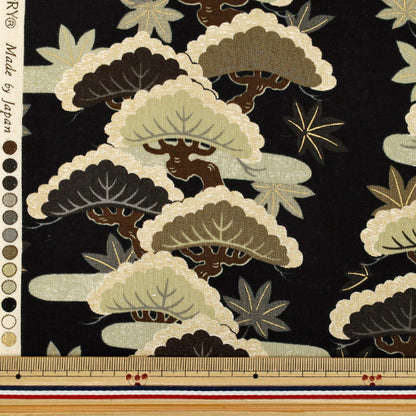 [From quantity 5] Fabric "Scare PrintFlower gold Japanese pattern Nobori pine, black shading B850630Z-1-4''
