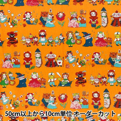 [À partir de la quantité 5] Tissu "Histoire de chat rêveur Héroïne Narikiri Orange CoCo-2540-2B''