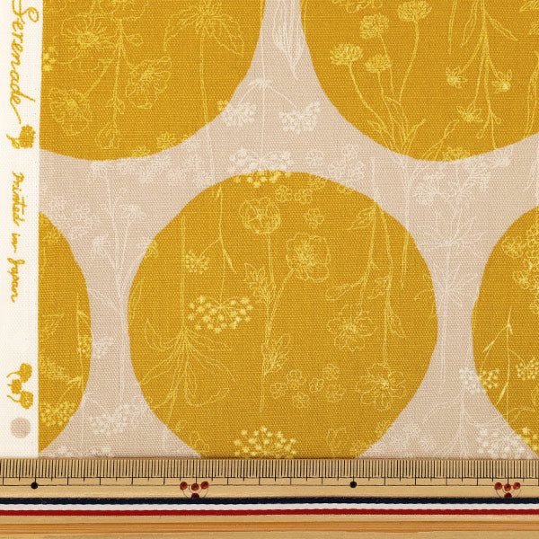 [À partir de la quantité 5] Tissu "Fleurs etMotif à poisJaune Sérénade CoCo-2550-1A''