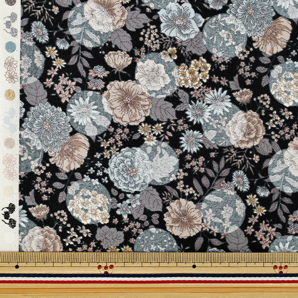 [Ab Menge 5] Stoff "Flowers undPolka-PunkteSerenade Black CoCo-2550-2E“