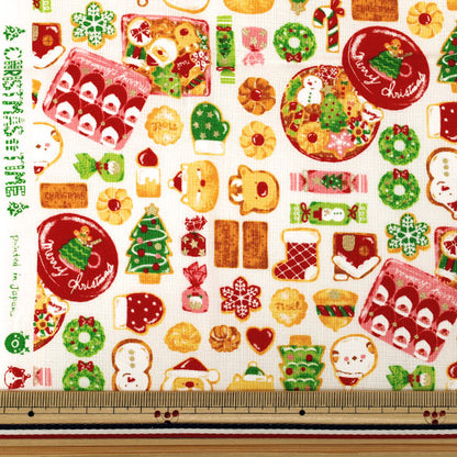 [De cantidad 5] Tela "láminas Galletas glaseadas con estampado navideño Blanquecino COCO-2606-2A"