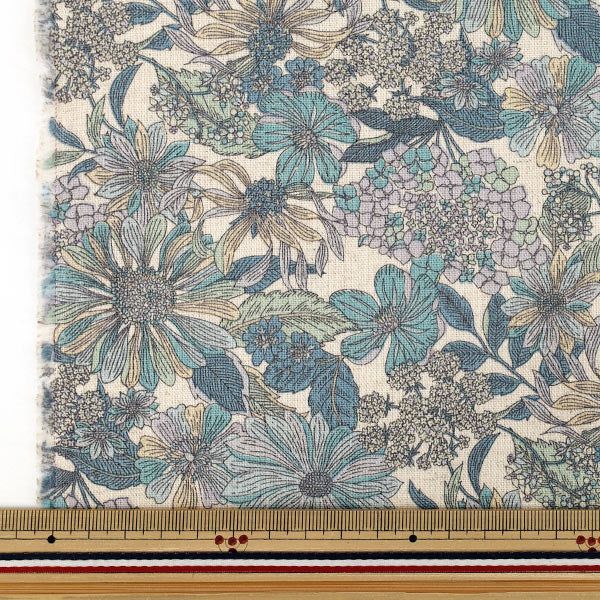 [Dalla quantità 5] Tessuto "Cotone tela di lino fiore sassofono R9038-1A"