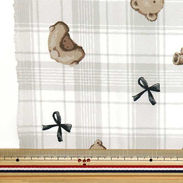 Tela "Antibacteriano, desodorizante, súper repelente al agua, repele el agua.Poliéster cortada Tela Aprox. 135 cm x 100 cm Bear de peluche Verifique C-HP-SC-TE-gy gris"