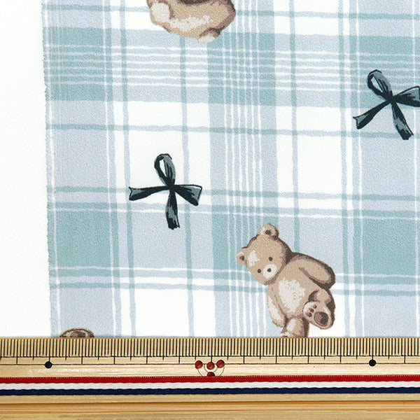 Tela "Antibacteriano, desodorizante, súper repelente al agua, repele el agua.Poliéster cortada Tela Aprox. Bear de peluche de 135 cm x 100 cm Verifique azul C-HP-SC-TE-BL"