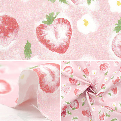 천・원단 "물을 방출하는 항균, 탈취제, 슈퍼 워터 리포터 폴리 에스테르. 컷 천 대략 135cm x 100cm 수채화 딸기 분홍색 C-HP-SC-SU-PK"